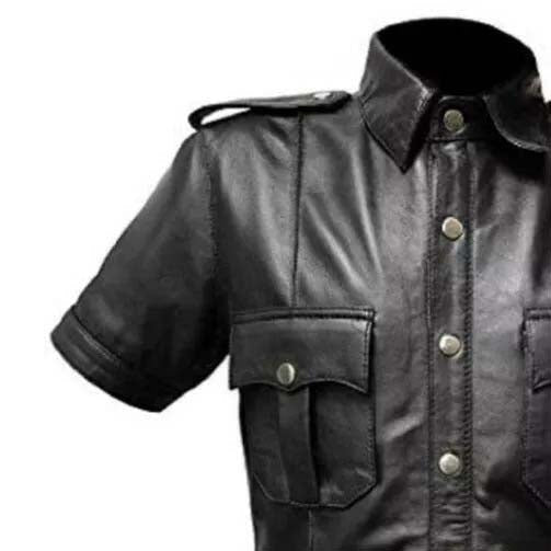 Men’s Police Uniform Sheep Leather Shirt – Premium Officer Style