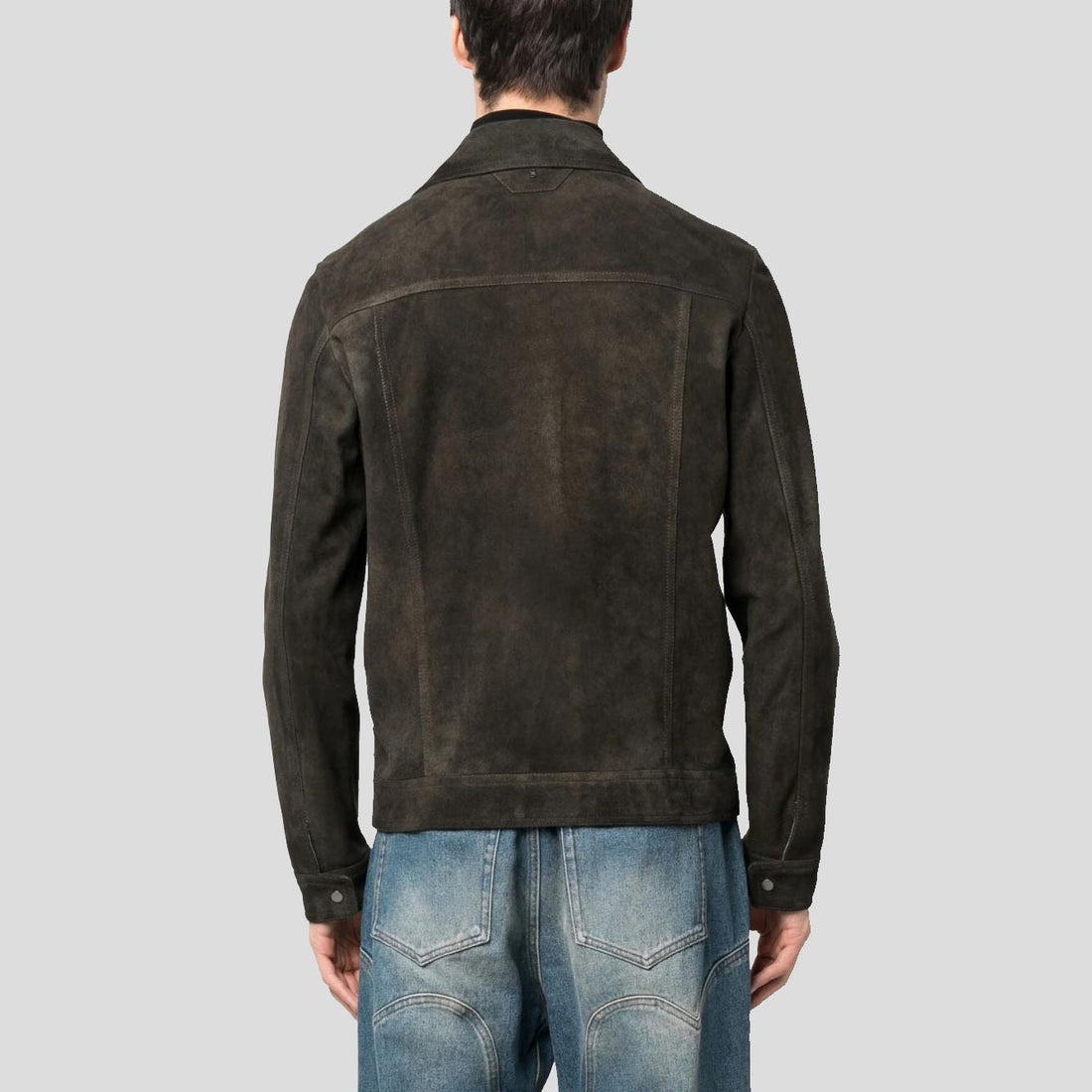 Men’s Khaki Sheepskin Suede Shirt Jacket – Smart Rugged Edition
