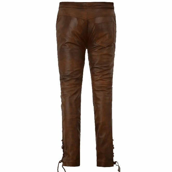 Men's Western Lace-Up Cowboy Leather Pants