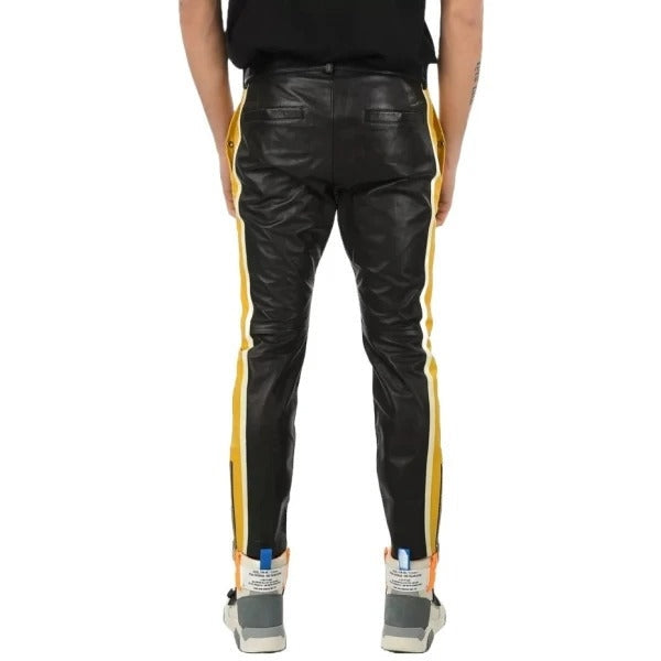 Men’s Multicolor Leather Biker Pants