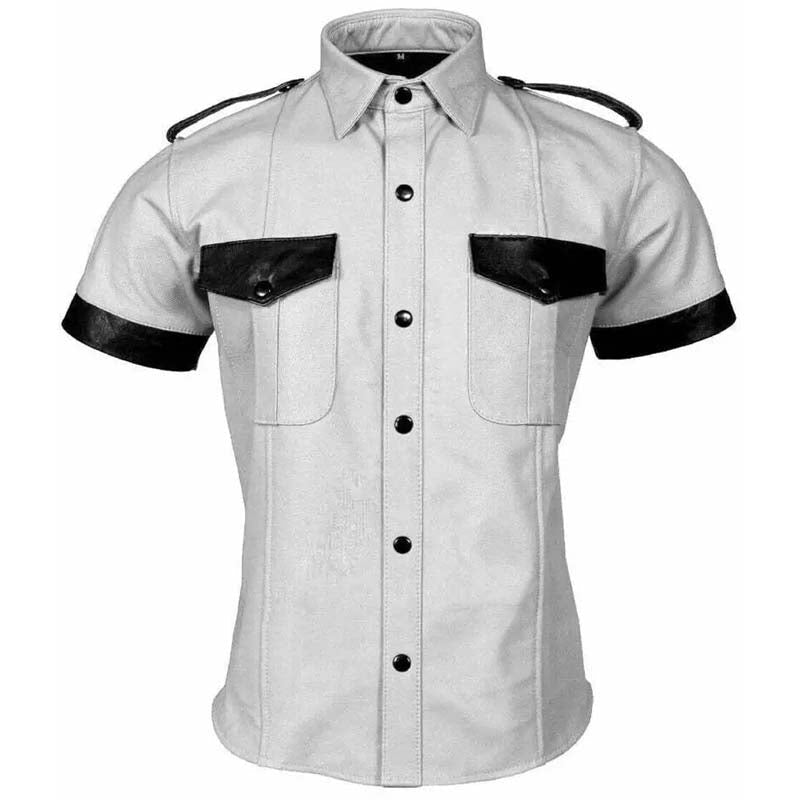 Men’s Real Sheep Leather Police Style T-Shirt – Short Sleeve Edition