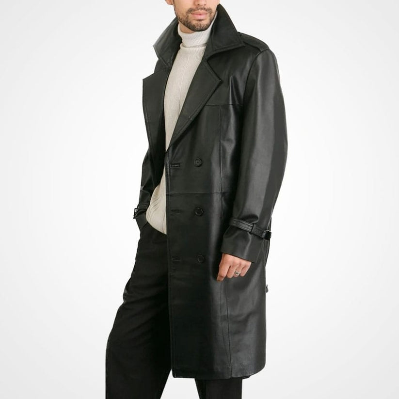 Men's Premium Genuine Leather Trench Coat