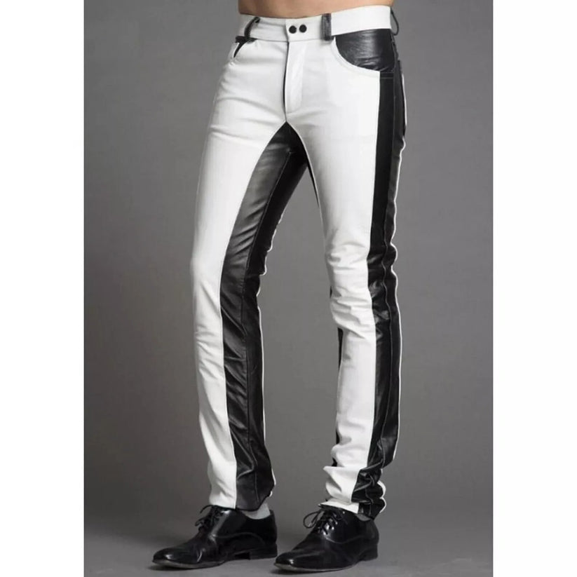Men’s Slim Fit Leather Biker Pants – Genuine Lambskin