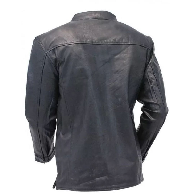 Men’s Black Sheepskin Leather Shirt – Timeless Classic Fit