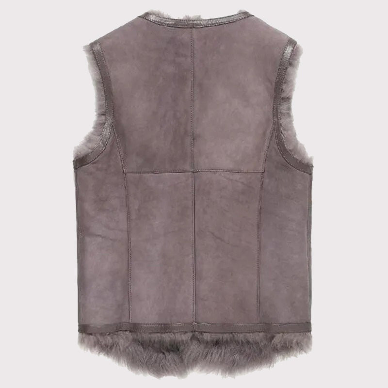Men’s Tuscany Shearling Leather Vest with V-Collar