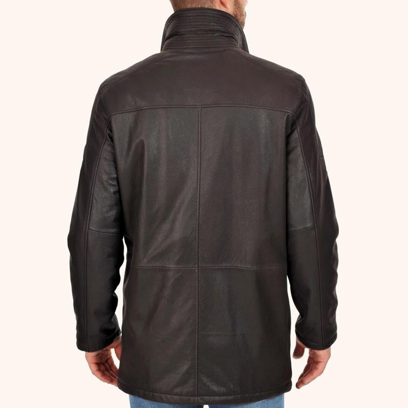Men's Genuine Black Leather Sport Coat Jacket