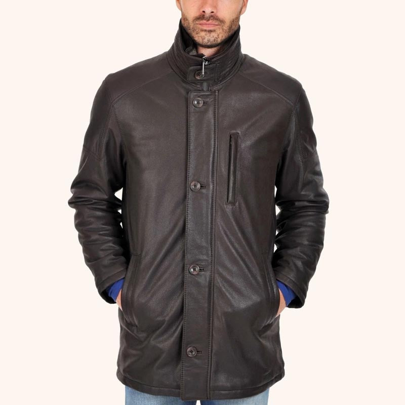 Men's Genuine Black Leather Sport Coat Jacket