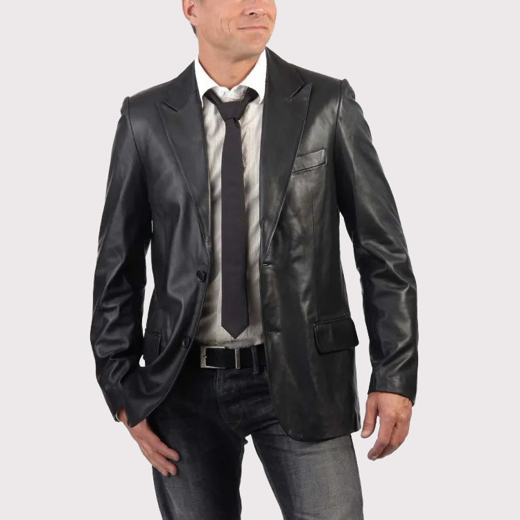 Men’s Premium Lambskin Leather Blazer – Luxury Jacket