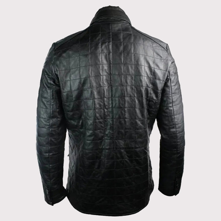 Men’s Quilted Black Leather Blazer – Celebrity Style Jacket