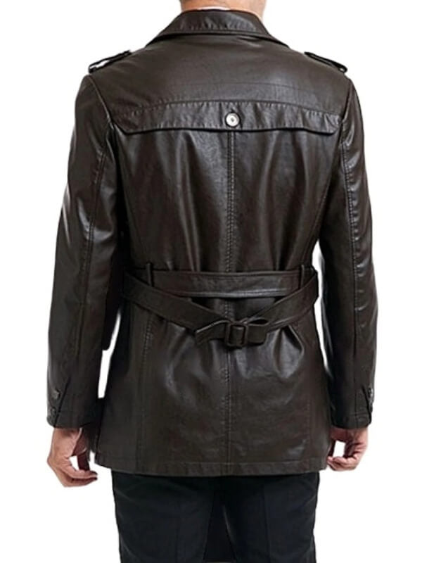 Men’s Black Leather Moto Coat – Single-Breasted Biker Style
