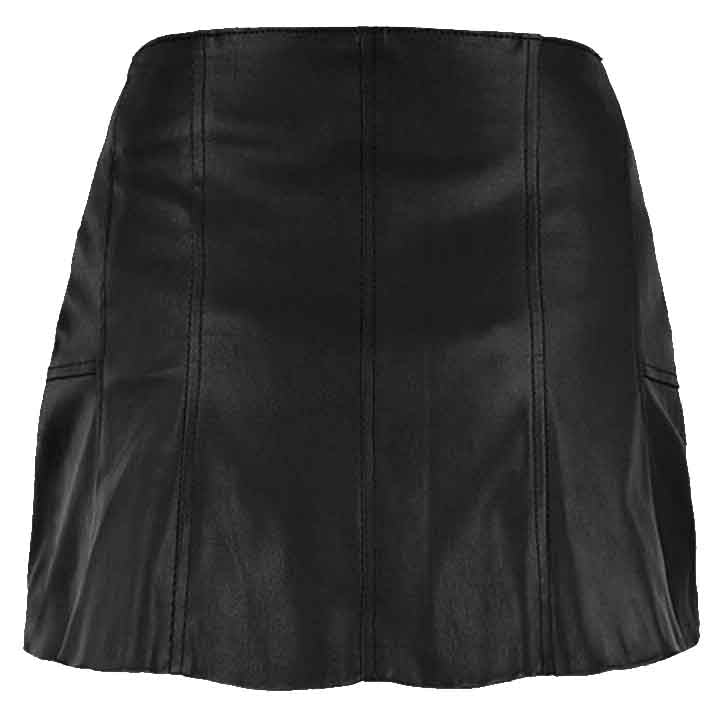 Black Leather Bloom Skirt for Women – Chic & Sleek Style