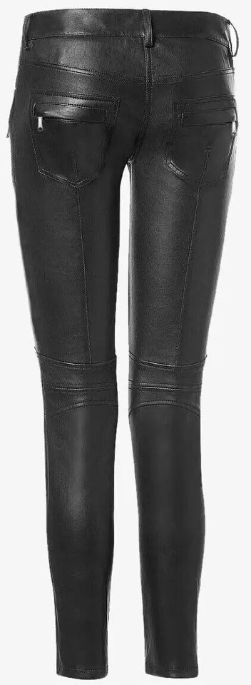 Women’s Black Lambskin Leather Pants – Classic Slim Fit