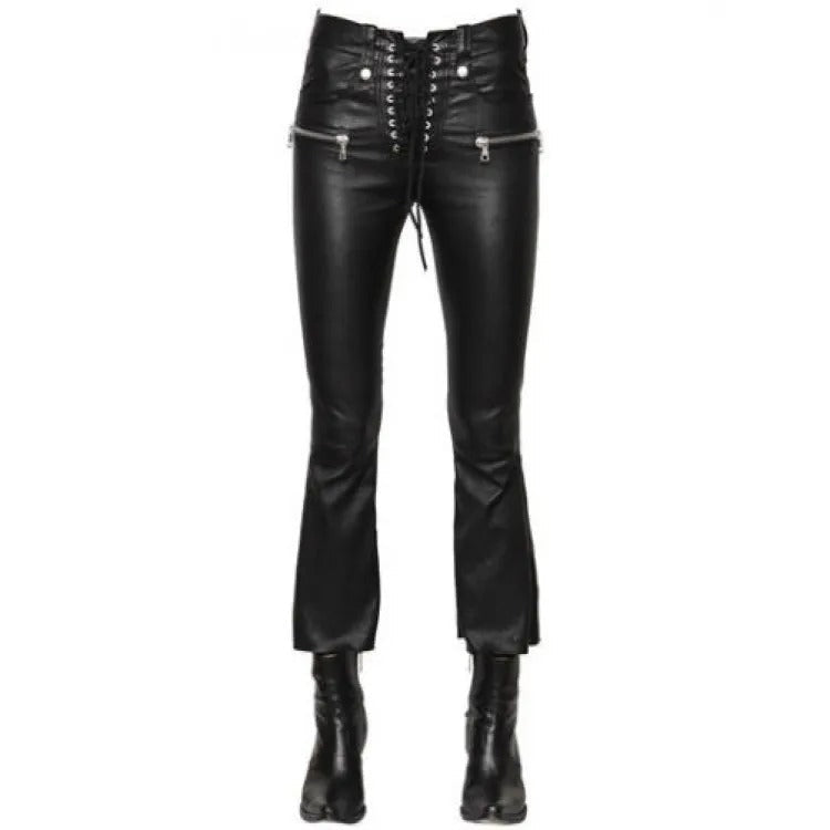 Women’s Black Soft Leather Jeans – Slim Fit Comfort