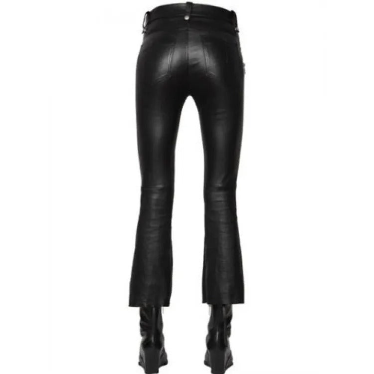 Women’s Black Soft Leather Jeans – Slim Fit Comfort