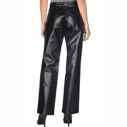 Women’s High-Rise Leather Pants – Sleek Waist-Defining Fit