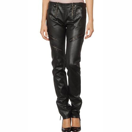 Women's Skinny Straight-Leg Leather Pants