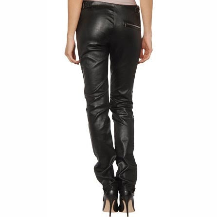 Women's Skinny Straight-Leg Leather Pants