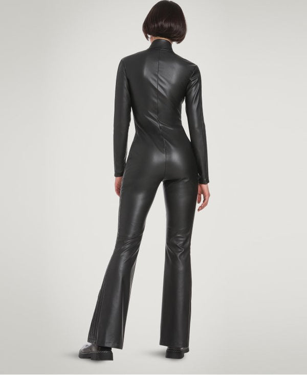 Shear Luxe Women’s Black Leather Jumpsuit