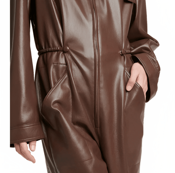 Women's Leather Jumpsuit In Chocolate brown