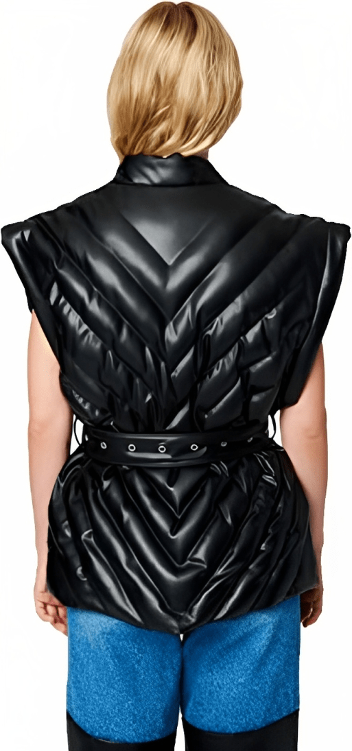 MidnightBelt™ Women's Leather Belted Puffer Vest (Black)
