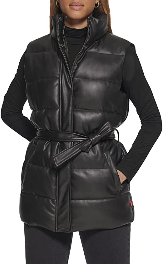 NightShade™ Women’s Black Quilted Leather Puffer Vest