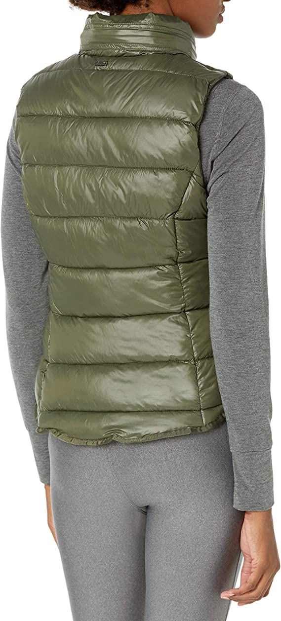 EcoHaven™ Women’s Khaki Quilted Puffer Vest with Removable Hood