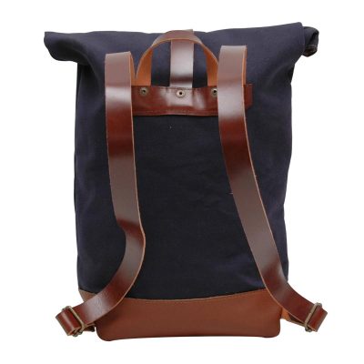 Canvas and Leather Roll Top Backpack