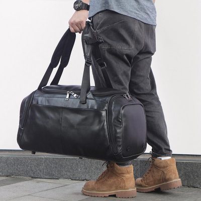 Midnight Black Leather Travel Bag – Sleek & Sophisticated Carry