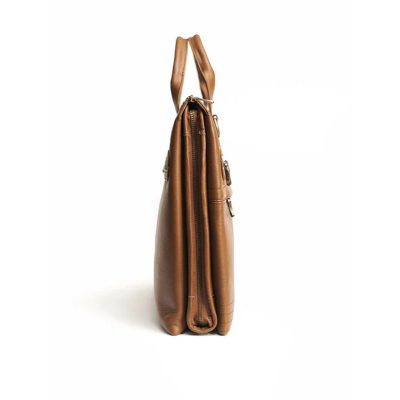 LuxeTech Brown Leather Laptop Bag – Sleek Work & Travel Companion