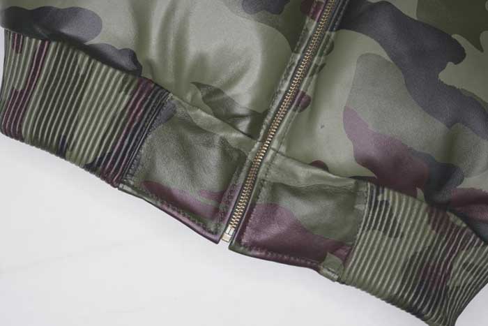 camo sheepskin bomber jacket
