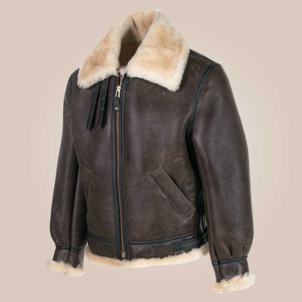 genuine sheepskin winter bomber coat