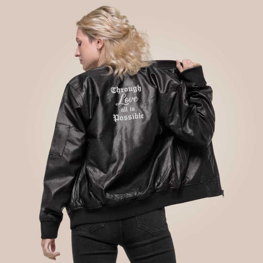 crescent city leather jacket back embroidery detail