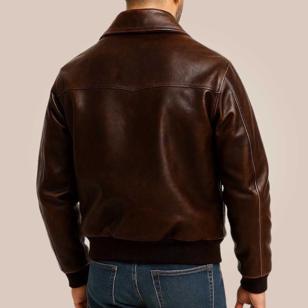 genuine leather aviator coat for men