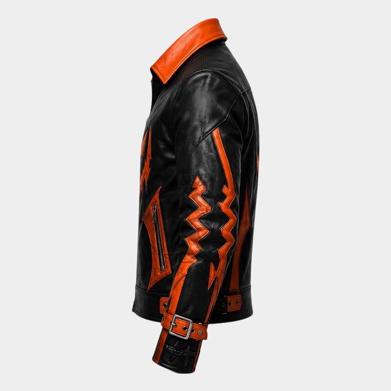 Unisex gothic Halloween biker jacket with full front zipper