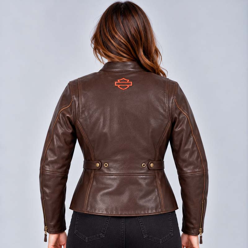 Back view of Harley-Davidson Women's Victory Lane Black Leather Riding Jacket.