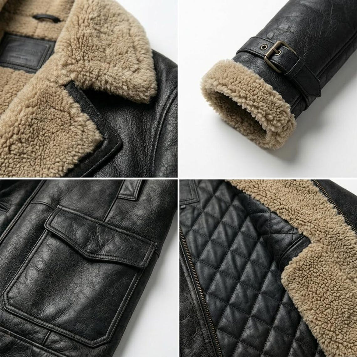 Mens black leather long coat styled for street fashion look