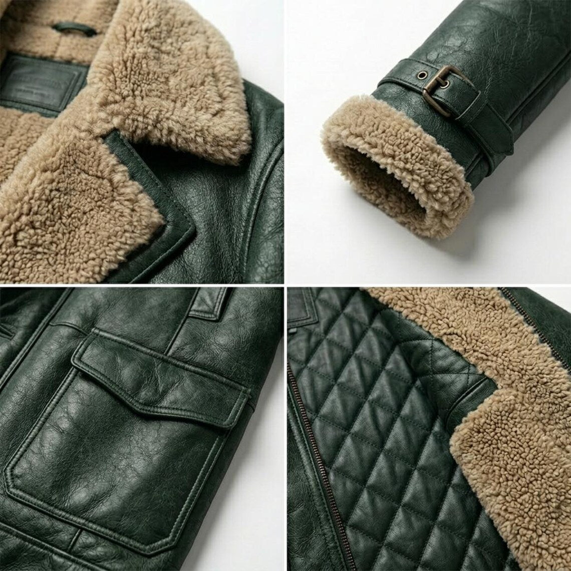 Statement mens green leather coat with vintage appeal