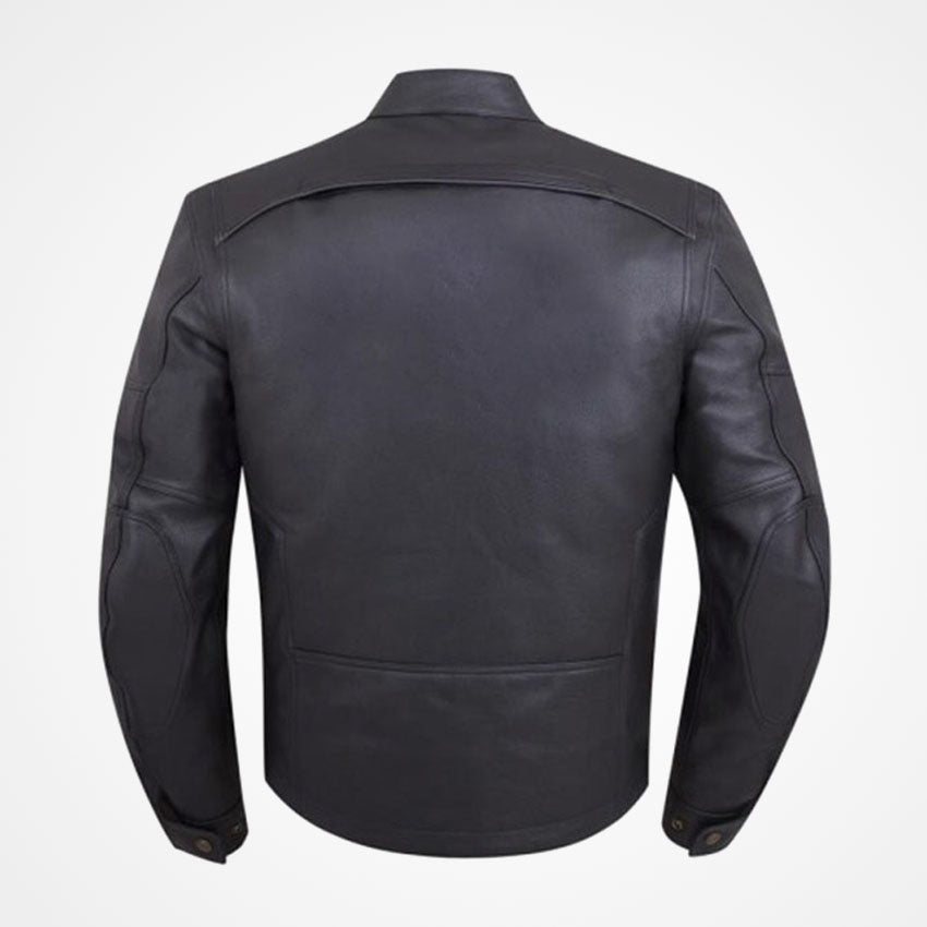 Men’s Black Leather Motorcycle Jacket - Rugged & Stylish