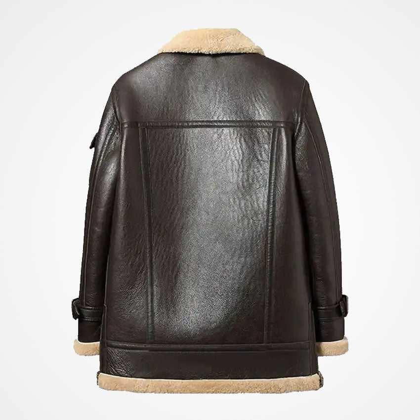 Men's Premium Brown Sheepskin Long Shearling Jacket