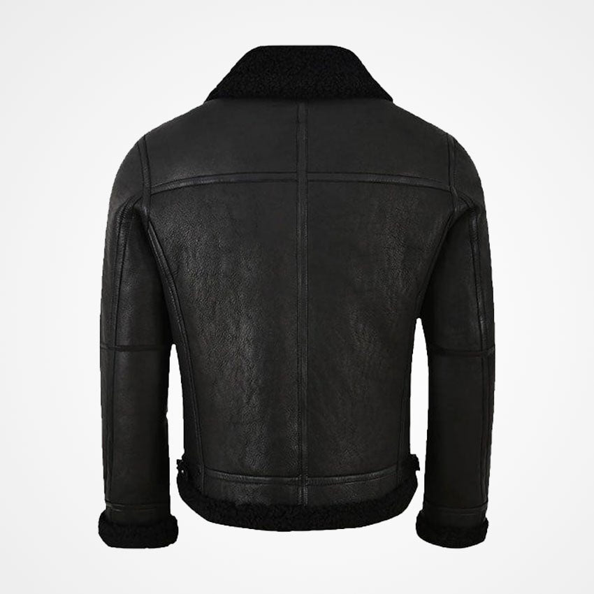 Men’s Jet Black Shearling Leather Jacket