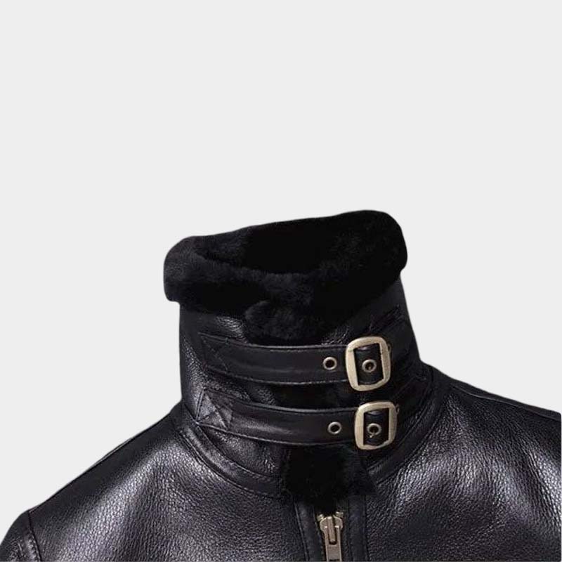 Men's Sheepskin Winter Black Fur Coat Jacket - Shearling Wool