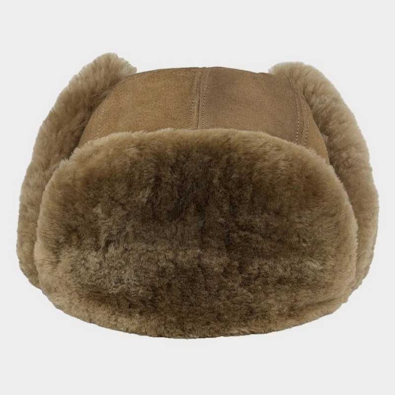 Vintage Sheepskin Leather Trapper Hat Ushanka Aviator Cap for Men and Women