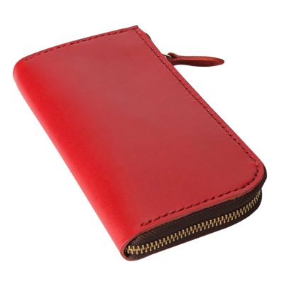 Crimson Charm Red Leather Wallet – Elegant RFID-Blocking Organizer
