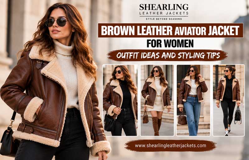 Brown Leather Aviator Jacket for Women: Outfit Ideas and Styling Tips