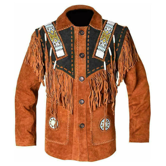 Men's New Cowboy Suede Leather Western Jacket