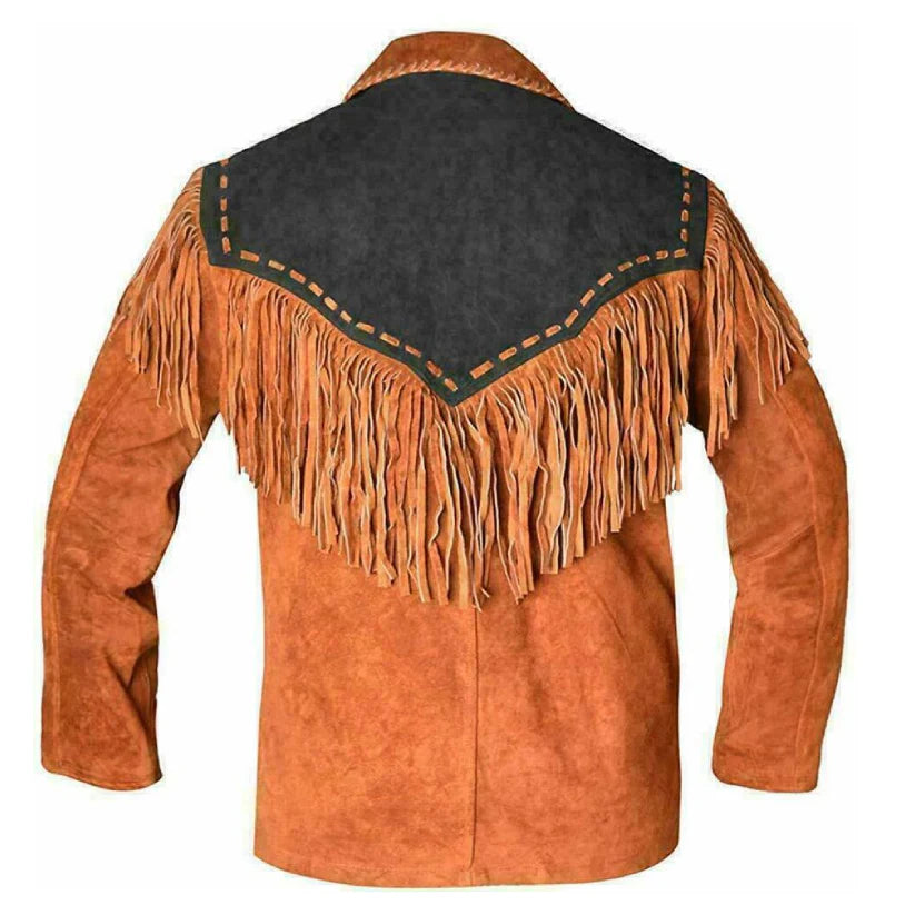 Men's New Cowboy Suede Leather Western Jacket