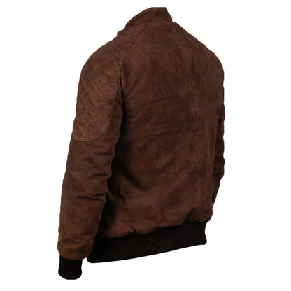 Classic Men's Brown Bomber Suede Leather Jacket