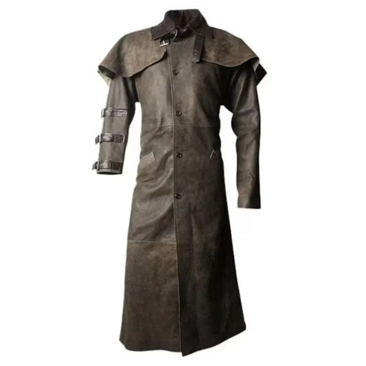 Shadow Guard Men's Full-Length Leather Duster Coat