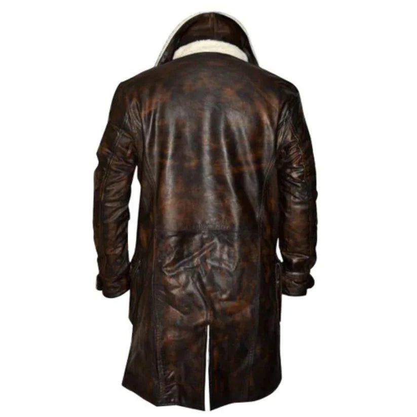 Shadow Master Dark Knight Distressed Leather Trench Coat