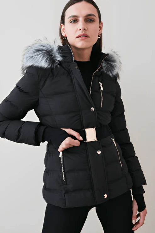 Faux fur puffer jacket for women